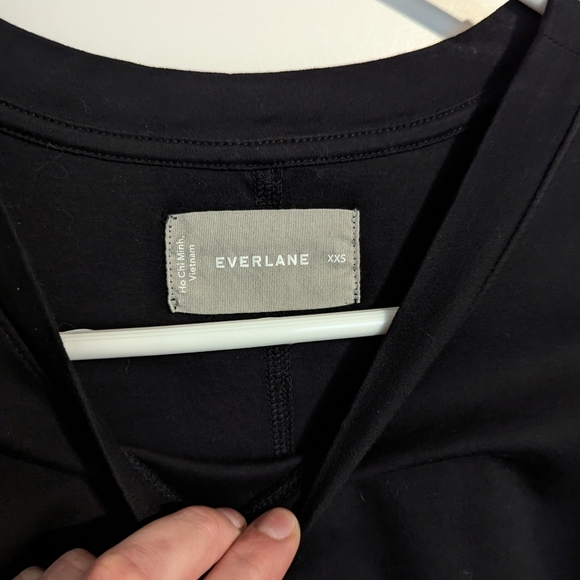 Everlane The Luxe Cotton Black Midi Dress sz XXS **missing tie** - Picture 4 of 7